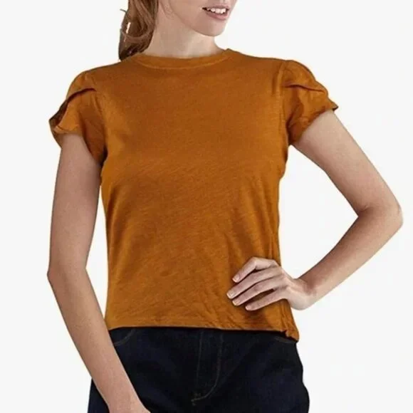 Free People We The Free Ruffle Sleeve Tee Small - Picture 1 of 4